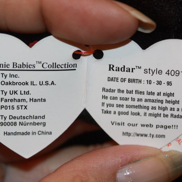 TY Beanie Baby  RADAR the Bat (4th Gen hang tag) (10.5 inch) MWMTs Stuffed Toy - Picture 2 of 7